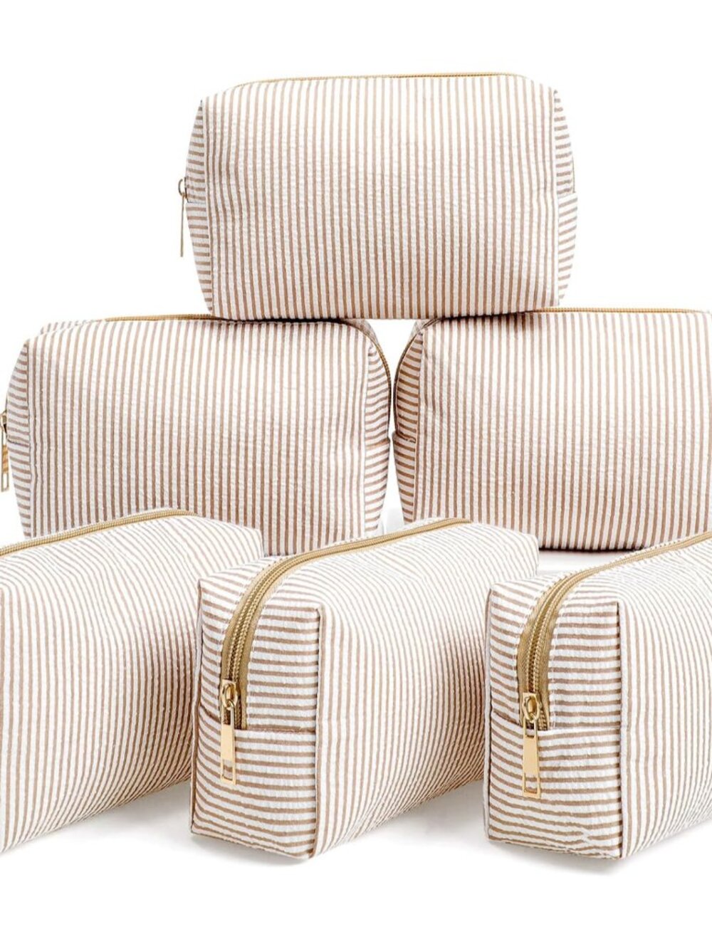 Pcs Seersucker Cosmetic Bags Bulk Seersucker Makeup Bags Stripe Women Pouch Larg